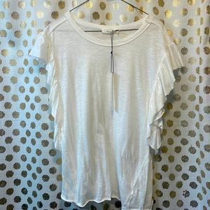 Women’s white shirt with cute ruffled sleeves